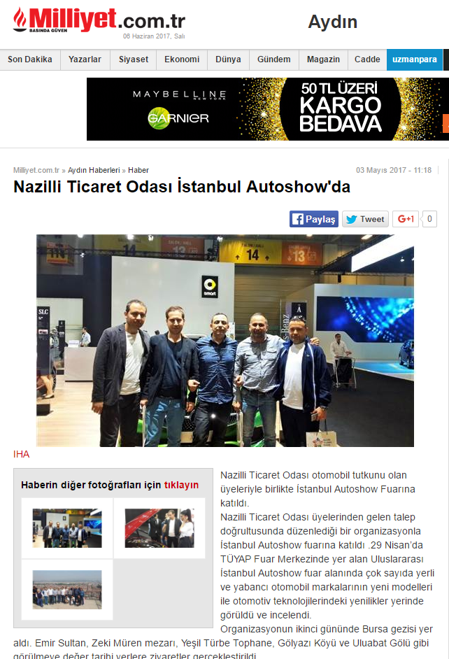 Milliyet Gazetesi (Nazilli ticaret Odası İstanbul Autoshow’da)