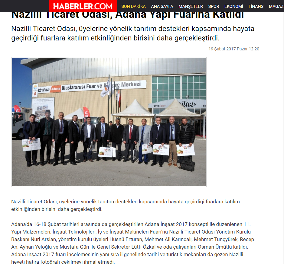 Haberler.com (Nazilli Ticaret Odası Adana Yapı Fuarına Katıldı)