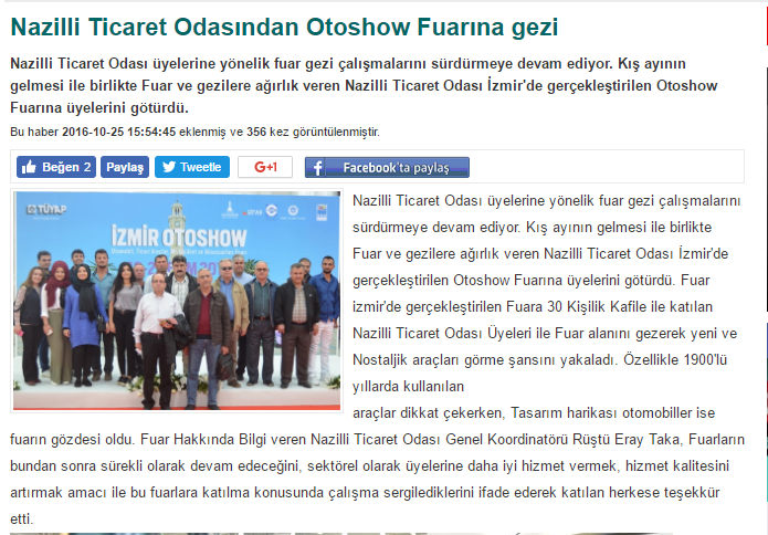 Turkuaz Gazetesi (Nazilli Ticaret Odasından Otoshow Fuarına Gezi)