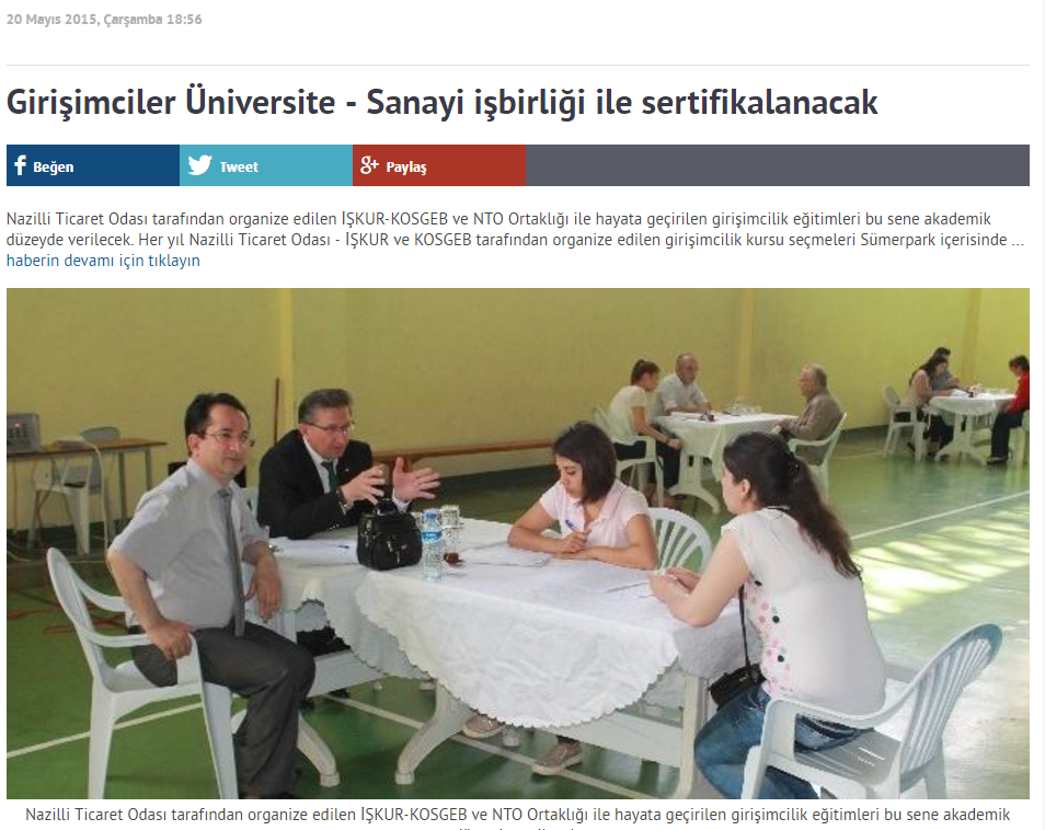 Aydın Hedef Gazetesi (Girişimciler Üniversite- Sanayi İşbirliği İle Sertifikalanacak)