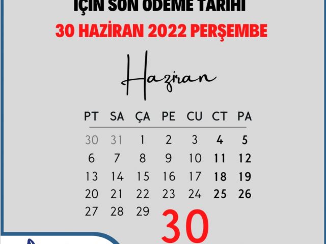 SAYIN ÜYEMİZ 2022 YILI 1. DÖNEM ODA AİDATLARININ  SON ÖDEMESİ 30 HAZİRAN 2022 PERŞEMBE GÜNÜDÜR.