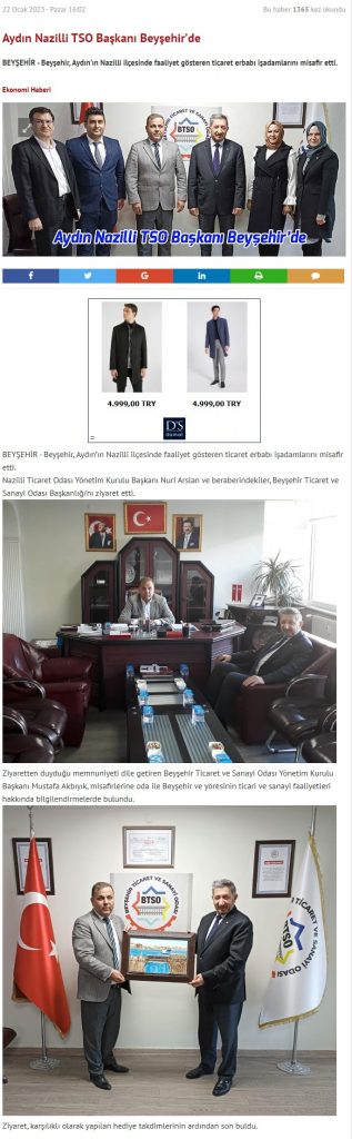 Aydın Nazilli TSO Başkanı Beyşehir’de