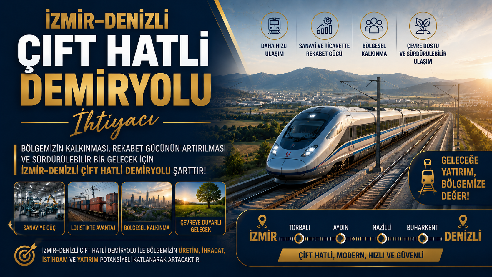 İzmir-Denizli Çift Hatli Demiryolu İhtiyaci
