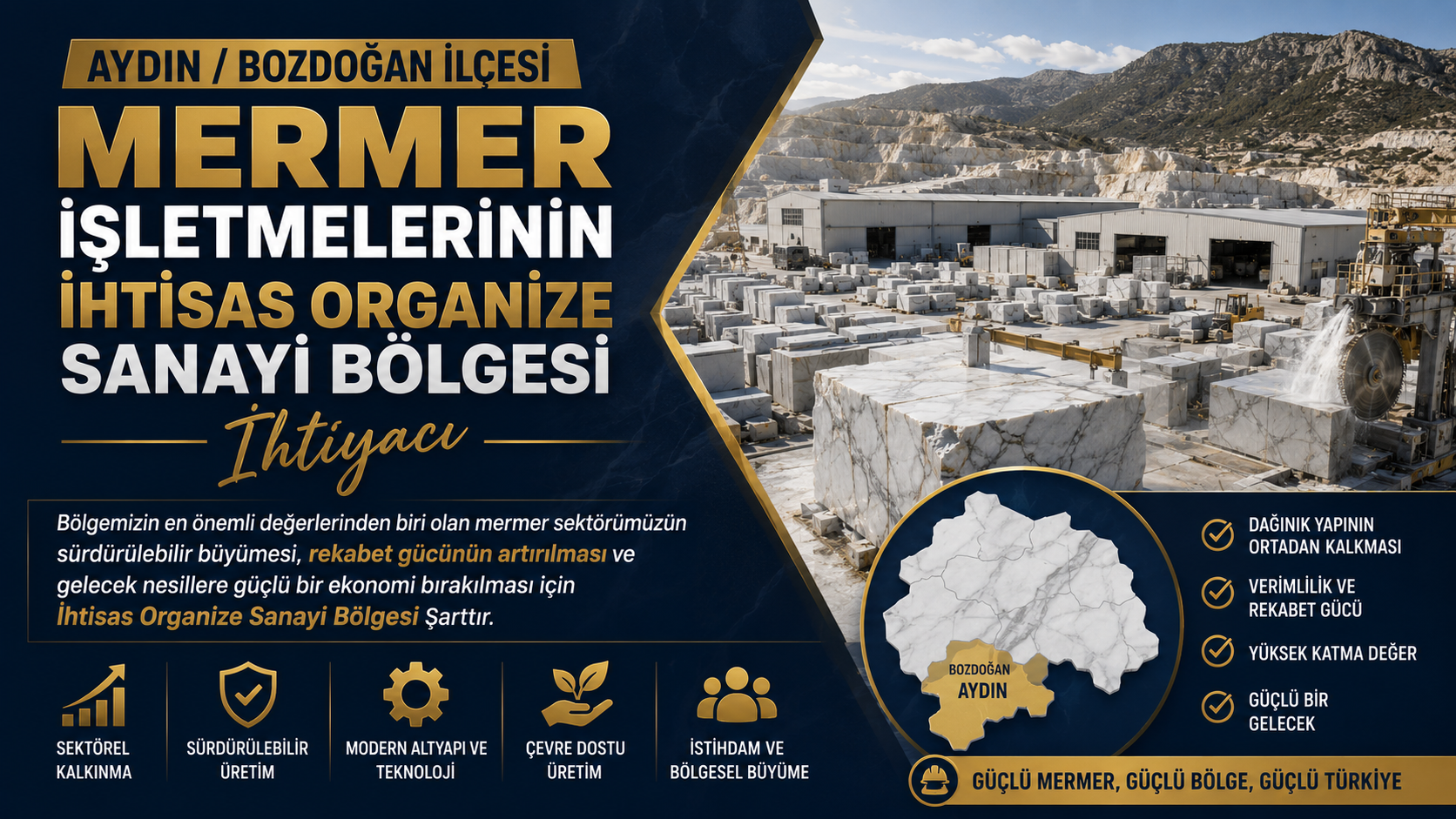 Aydin/Bozdoğan İlçesi Mermer İşletmelerinin İhtisas Organize Sanayi Bölgesi İhtiyaci