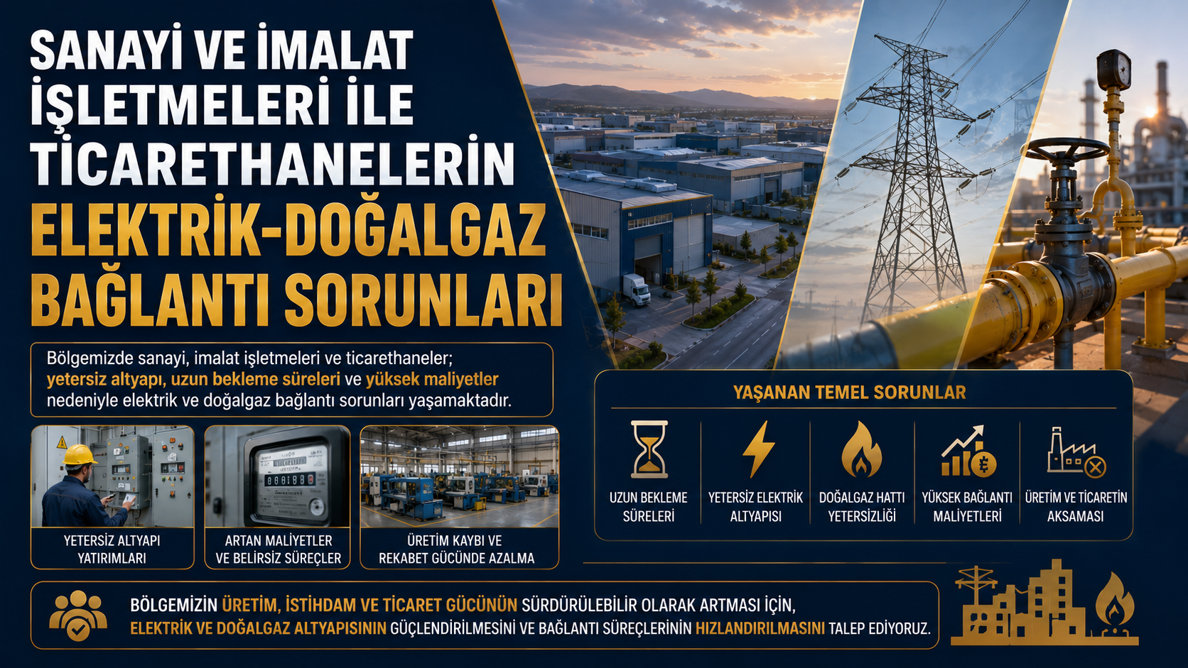 Sanayi Ve İmalat  İşletmeleri İle Ticarethanelerin Elektrik-Doğalgaz Bağlantı Sorunları