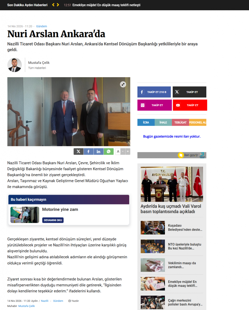 Nuri Arslan Ankara’da