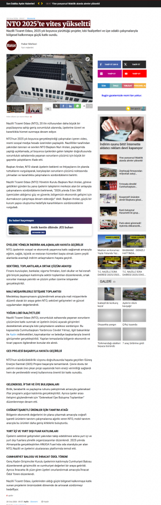 NTO 2025’te vites yükseltti